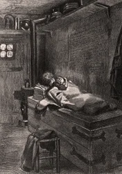 Gwynplaine and Dea Sleeping on a Chest - Illustration from 